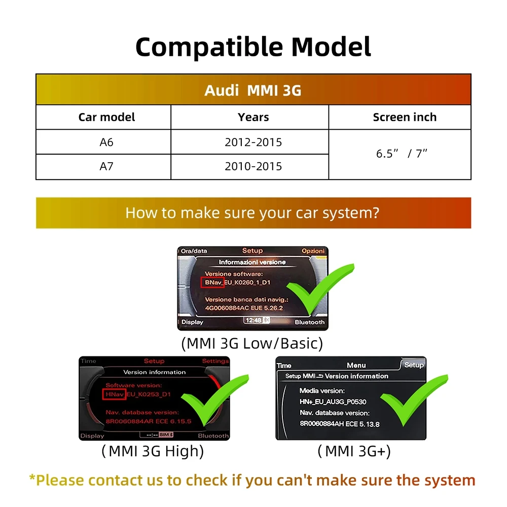 

ANYFAR Wireless CarPlay для Audi A6 A7 2010-2015 Android Auto Mirror Link AirPlay камера заднего вида мультимедийные аксессуары