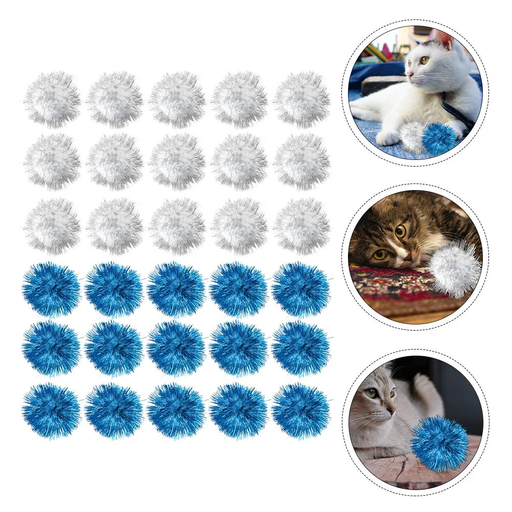 

Cat Pom Toy Poms Sparkle Toys Glitter Pet Tinsel Cats Crinkle Diy Kittens Ctaft Teaser Fluffy Supplies Exercise Playthings Craft