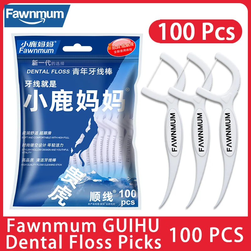 

Fawnmum GUIHU Dental Floss 100 Pcs Bagged Floss Sticks Teeth Cleaning Tool Toothpick Oral Hygiene Cure Dent Interdental Picks