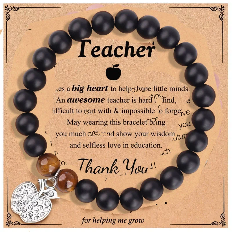 Браслет с подвеской в виде яблока для мужчин и женщин розовая зебра аметист