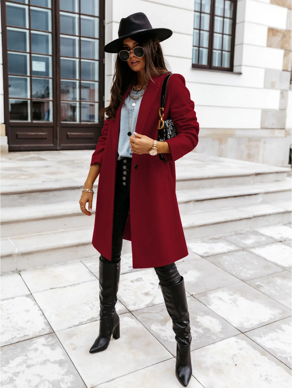 

Long Sleeve Autumn/Winter Button Polyester None Other Women Wool Blended Coat Long Outerwear