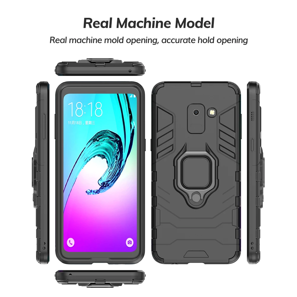 UFLAXE Original Shockproof Case for Samsung Galaxy A7 2018 / A9 / A8 / A8 Plus 2018 Back Cover Hard Casing with Ring Stand enlarge
