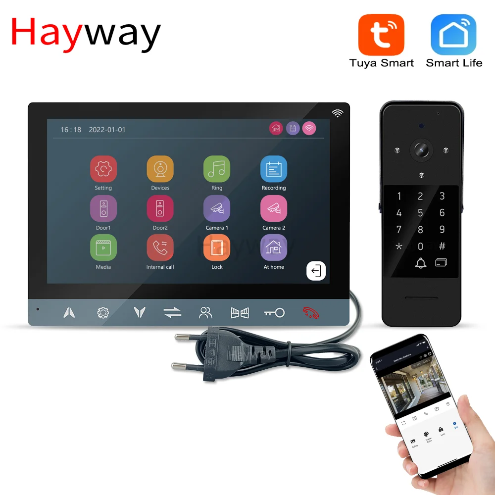 Hayway 1080P Tuya Video intercom System Wireless WiFi Video Door Phone For Home Video Doorbell With RFID Unlock Motion Detection