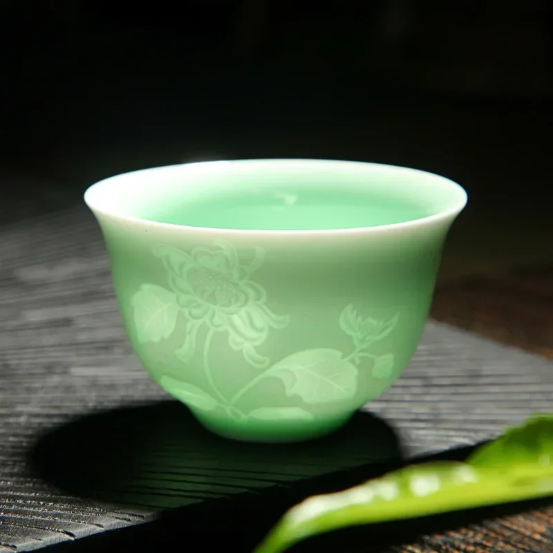 

FYIKLL Керамические чайные чашки кунг-фу тень-зеленый/лазурный