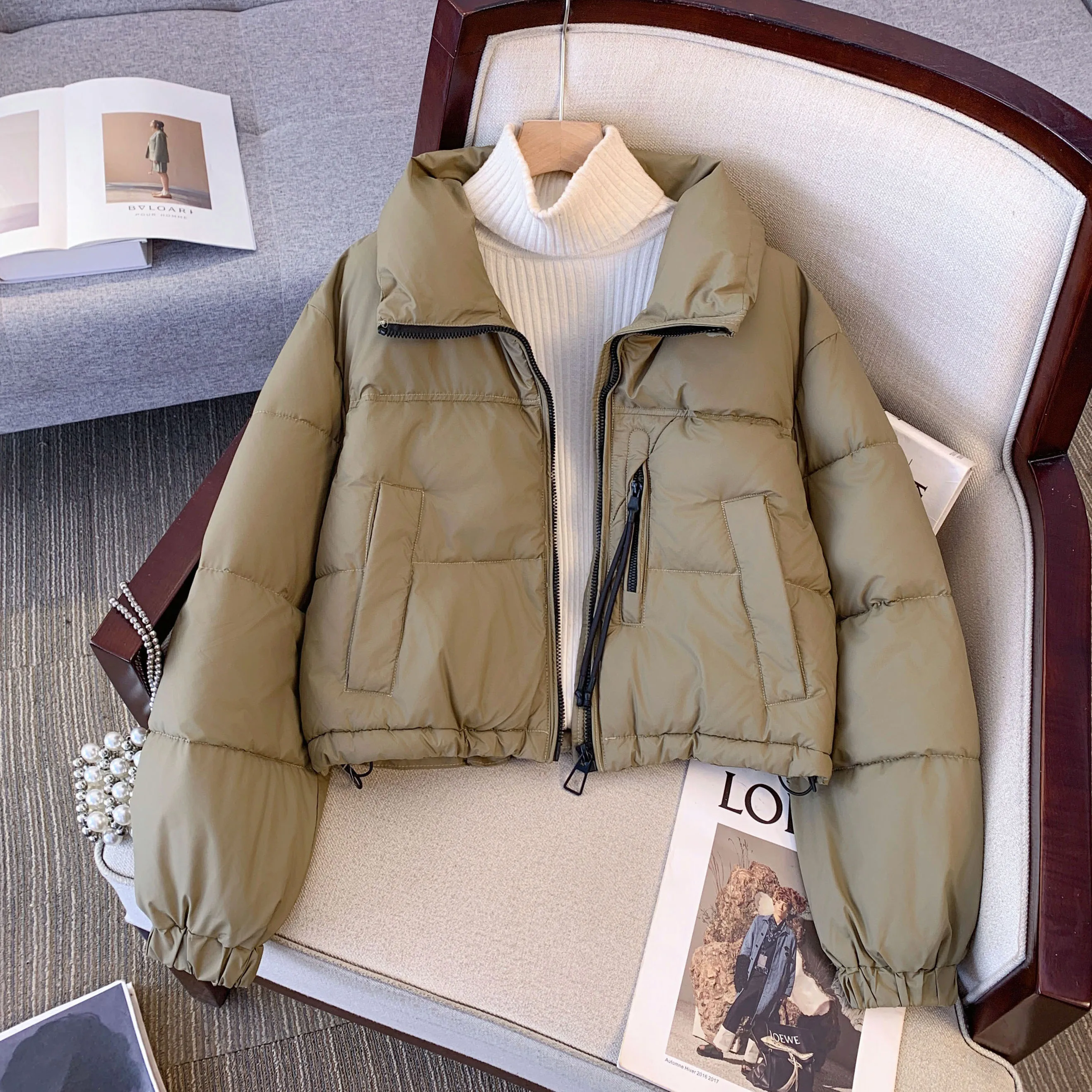 Короткий пуховик одежда с хлопковой подкладкой для женщин новинка 2024 зимняя