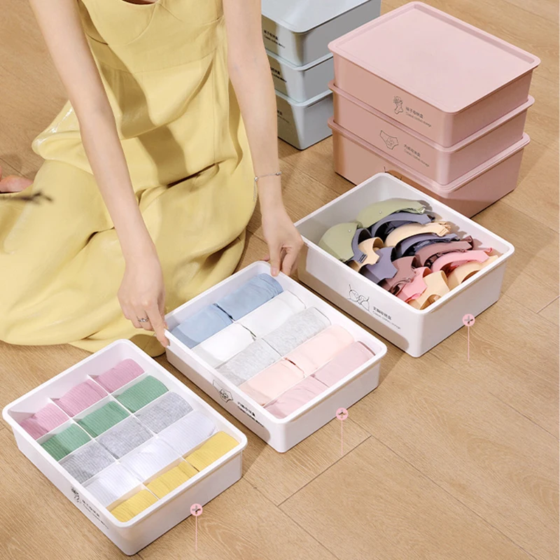 

Underwear Storage Box Household Drawer Sock Compartment Underwear Sock Box Three In One Storage Artifact Home Bedroom Organizer
