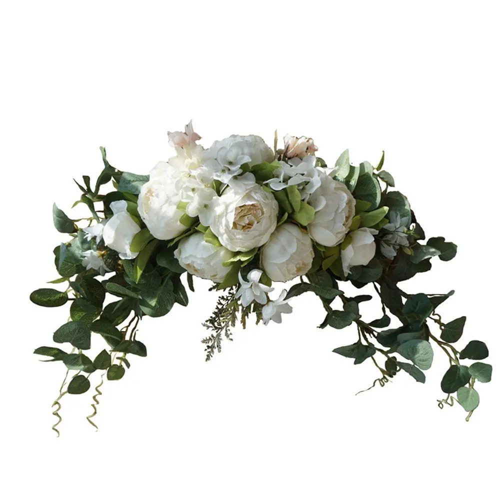 

Wedding Arch Flowers, 30 Inch Rustic Artificial Floral Swag for Lintel, Green Leaves Rose Peony Sunflowers Door Wreath Home Deco