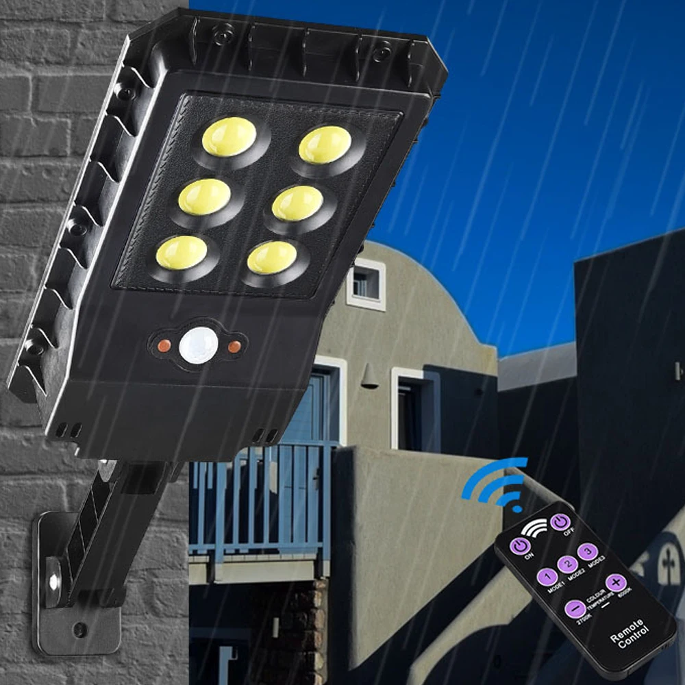 

Outdoor Solar Lamp LED Solar Light Solar Motion Sensor Security Lamp with 3 Modes Remote Controller for Garden Deck Fence