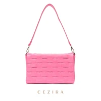 cezira summer fashion pu vegan leather shoulder bags for women niche luxury handmade woven flap ladies messenger handbags purses