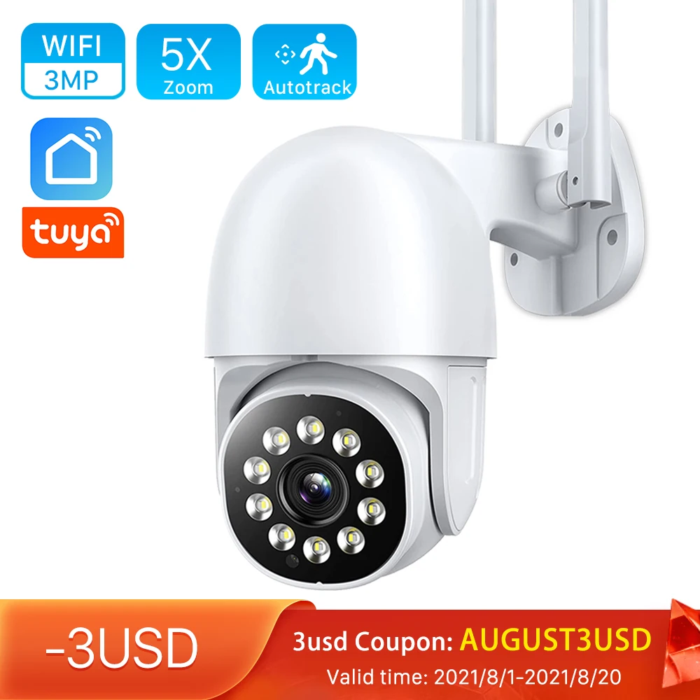 

Умная уличная облачная IP-камера 5MP TUYA PTZ, 3 Мп с автоматическим отслеживанием, 2 МП Ai, камера видеонаблюдения с обнаружением человека, охранная...