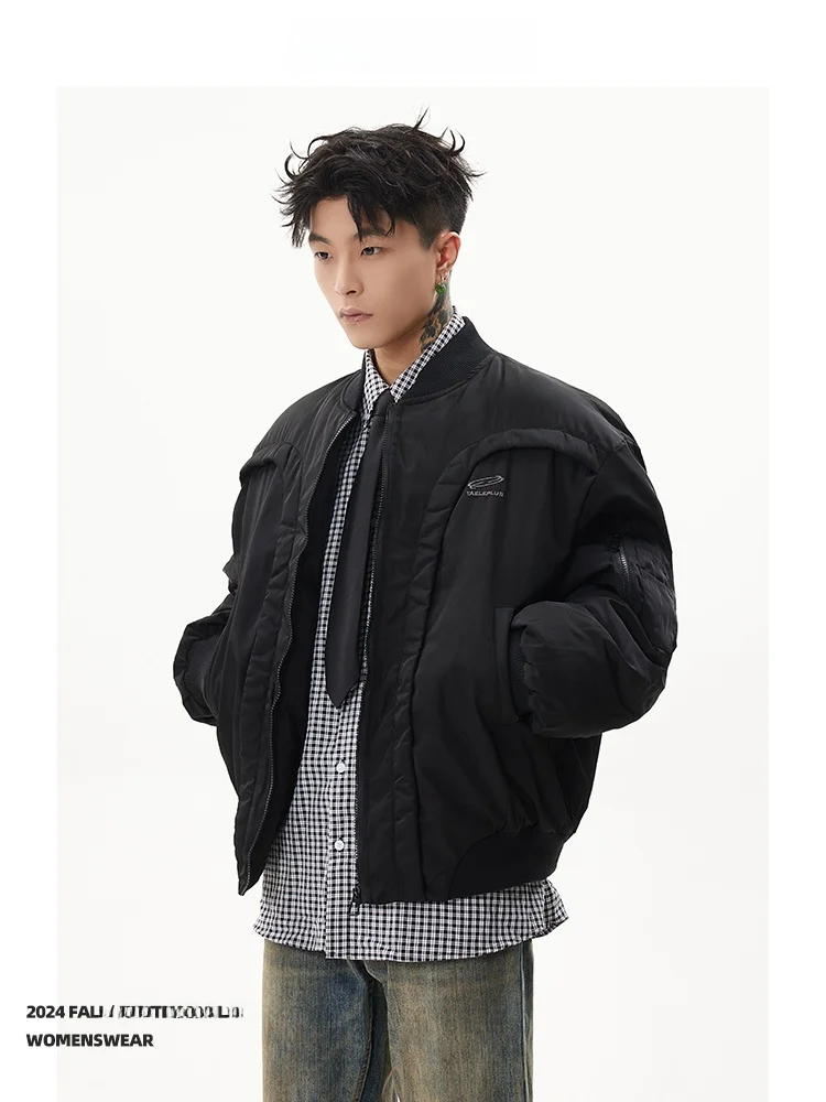 Acrardic's Deconstruction Bomber Jacket Men's and Women's American High Street Warm Pilot Cotton-padded jacket for Winter