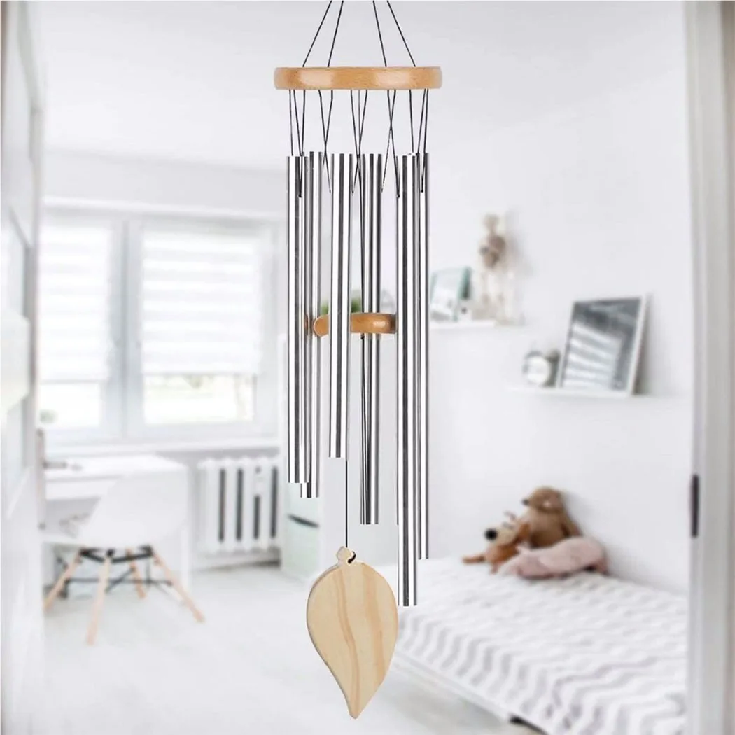 

Silver 6 Tube Wind Chime Chapel Bells Wind Chimes Door Wall Hanging Ornament Home Garden Outdoor Decor Wind Chimes