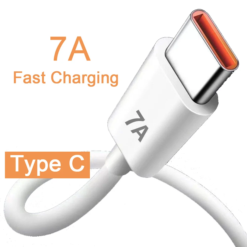 

7A 100W USB кабель Type C Super-Fast Charge Cable for Huawei P40 P30 Fast Charing Data Cord for Xiaomi Mi 13 Pro Oneplus Realme