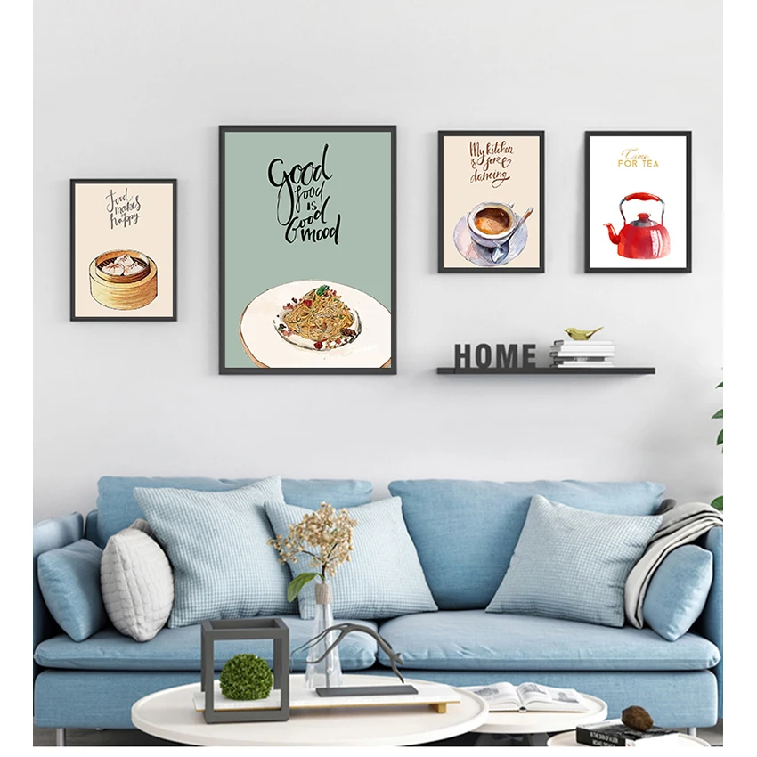 

Canvas Painting Wall Art Pictures for Kitchen Room Abstract Home Decoration Posters Chinese Restaurant Dumplings Foods