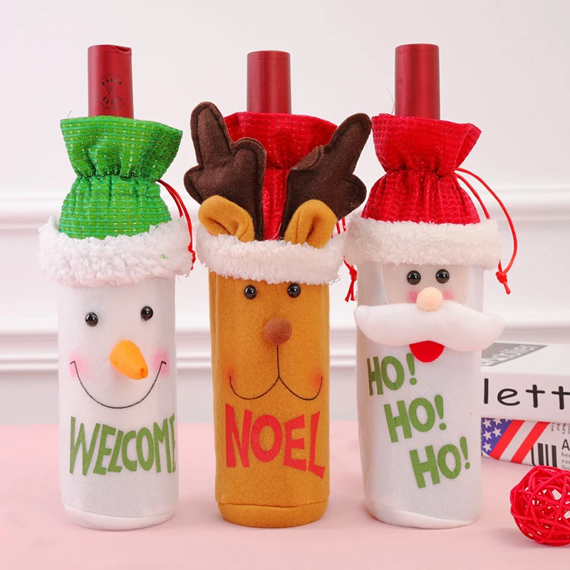 

2pcs Christmas celebration party wine bottle bag Santa Claus wine cover supermarket wine decoration supplies