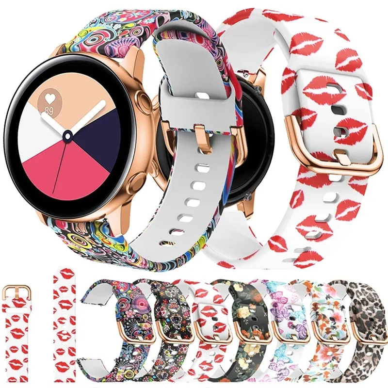 

18mm 20mm 22mm Color Silicone Strap For Samsung Galaxy Watch Active2 Gear S2 Huawei watch HuaMi Amazfit bip Graffiti Watchband