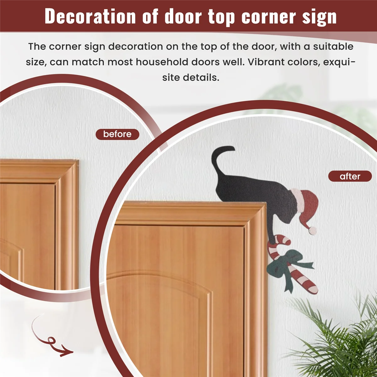 Рождественская дверь угловой знак деревянная кота Топпер Декор рамка орнамент