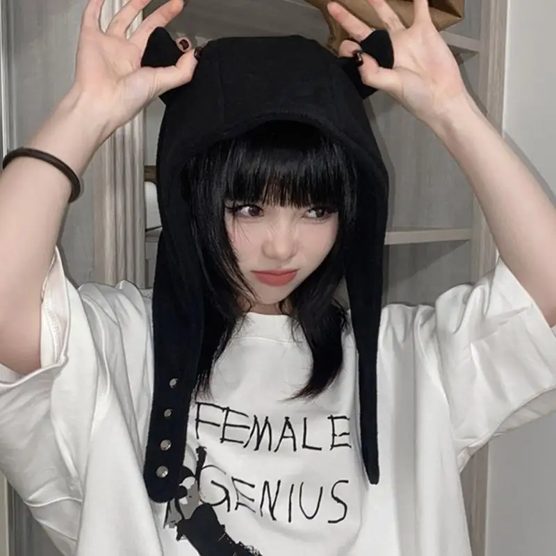 K3NF Мужчины Женщины рог HAP HAT HALLOWEEN COSPLAY OUTER Ветропроницаемые уши защищает шляпу