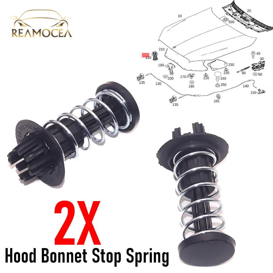 

Reamocea 2X Car Safety Replacement Parts Auto Fastener Clip Hood Spring Car Replacement Parts For Mercedes-Benz W204 A2048800127