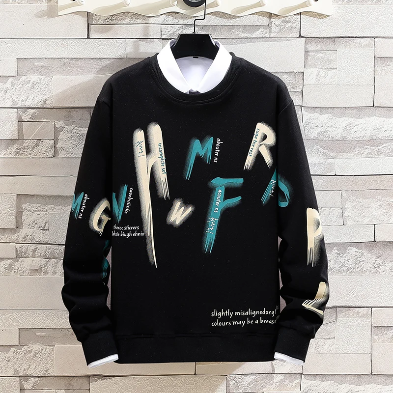 

22SS New Spring Autumn Men Letter Print Long-sleeve Sweatshirts Round Pullover Neck Fashion Casual Korean Jumper Tops