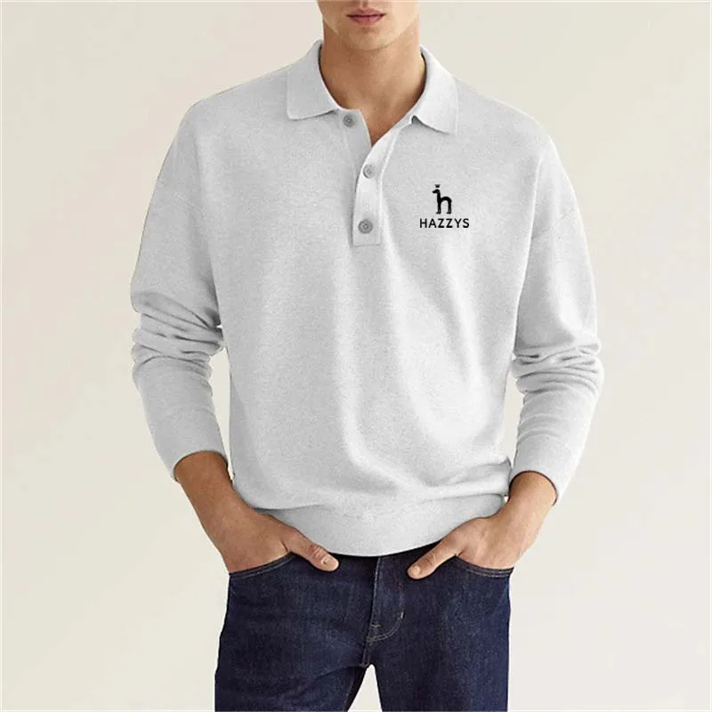 Men's Golf Clothing HAZZYS Polo Men Spring Autumn Shirt Solid Color Long Sleeve Casual Business Sports 2023