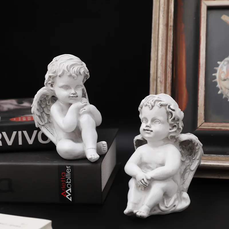 

European Home Decoration Angel Statue Living Room Decor Art Angel Sculpture and Figurines Desk Accessories Cherub Ornament Gift
