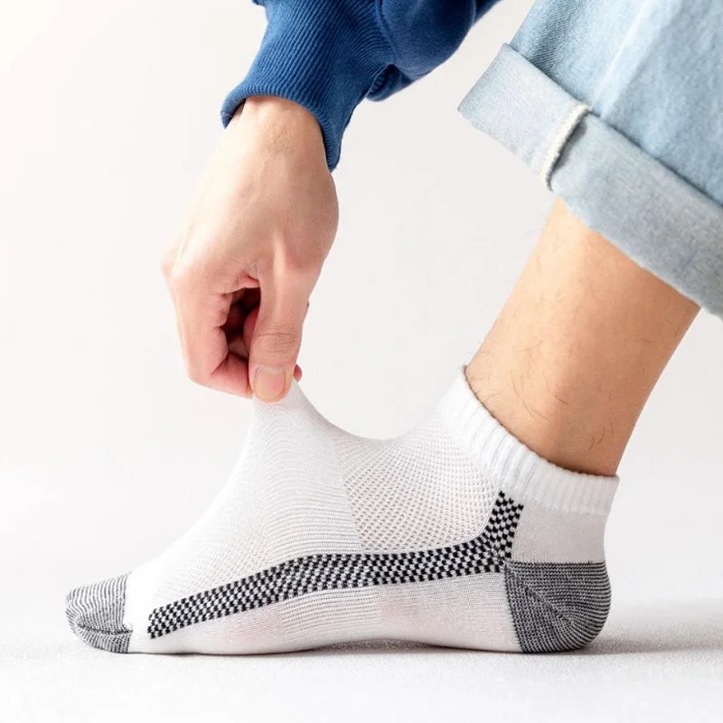 5 Pairs Men Summer Ankle Socks Breathable Casual Personality Invisible Boat Socks Striped Sports Street Fashions Short Sock Set