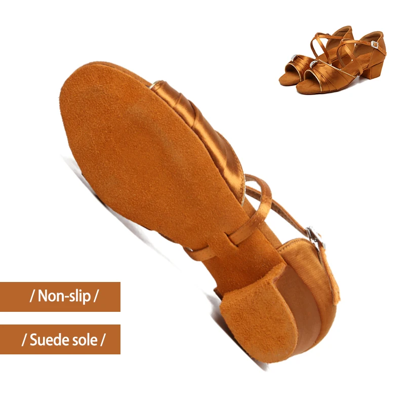 DKZSYIM Women Latin Dance Shoes Tango Salsa Dancing Shoes Ladies Girls Silk Ballroom Dance Shoes Salsa Sandals Suede Sole
