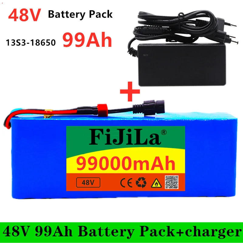 

48v lithium-ionen batterie 48v 99Ah 1000w 13S3P Lithium-ionen Akku Für 54,6 v E-bike Elektro fahrrad Roller mit BMS + ladegerät