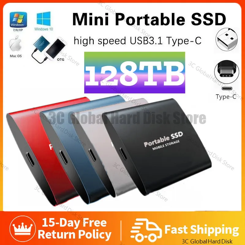 High-speed Mobile 100% Original Solid State Drive 4TB 8TB 16TB 128TB SSD Mobile Hard Drives External Storage Decives for Laptop