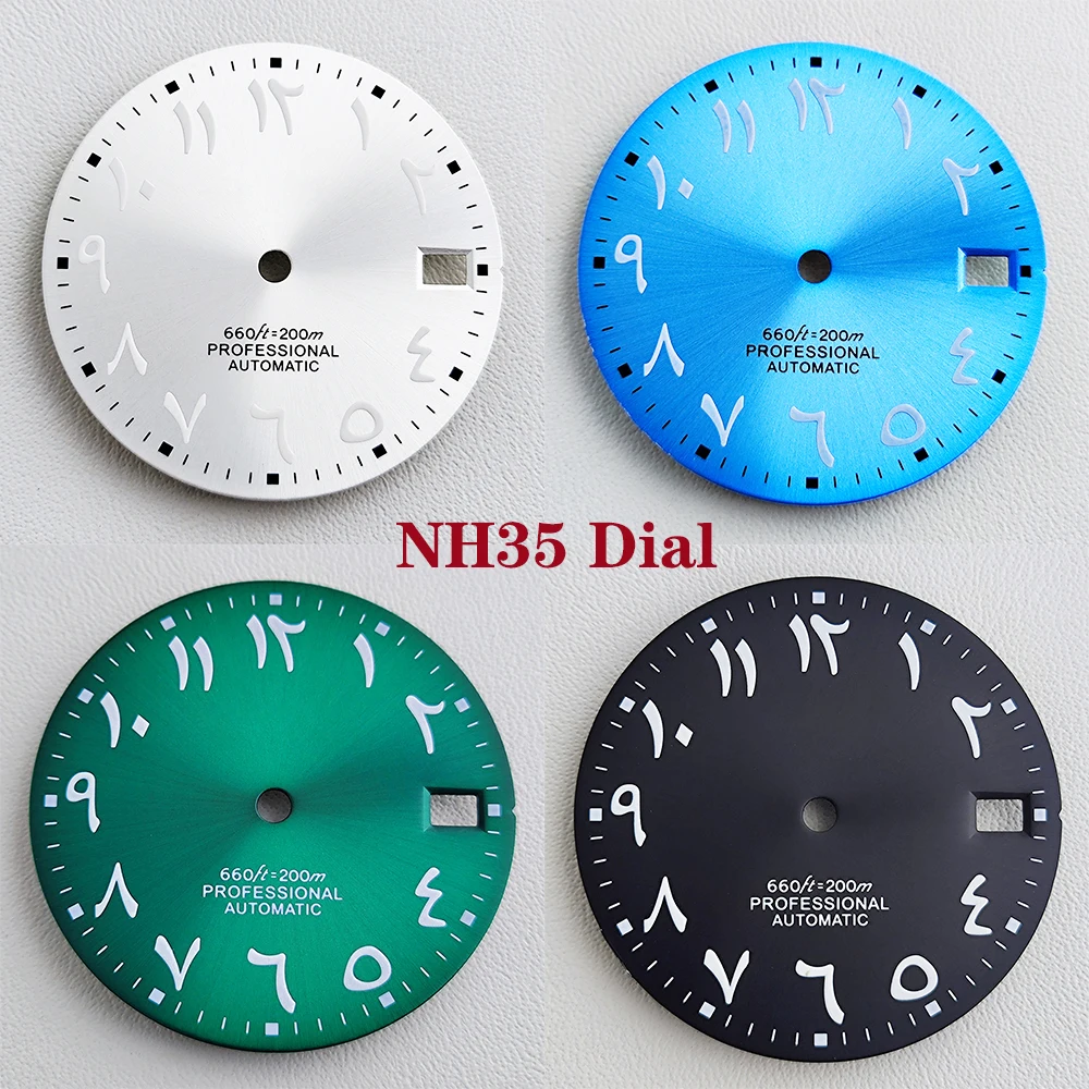 Циферблат NH35 28 5 мм циферблат арабский ледяной синий светящийся подходит для