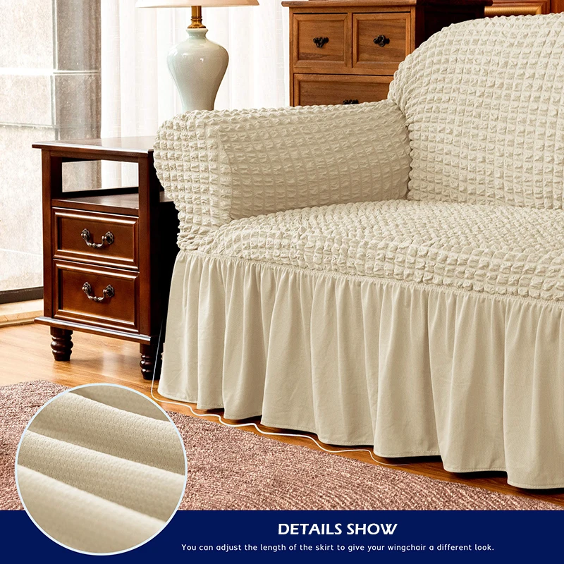 Клетчатый чехол Seersucker для дивана в гостиную растягивающийся домашнего кресла