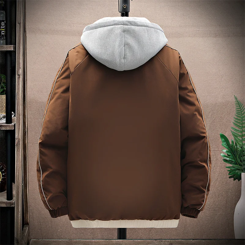 Oversized  7XL 8XL Winter Men Parka Solid Color Harajuku High Quality Men Hooded Casual Warm Thickened Jacket Men Fashion Parka