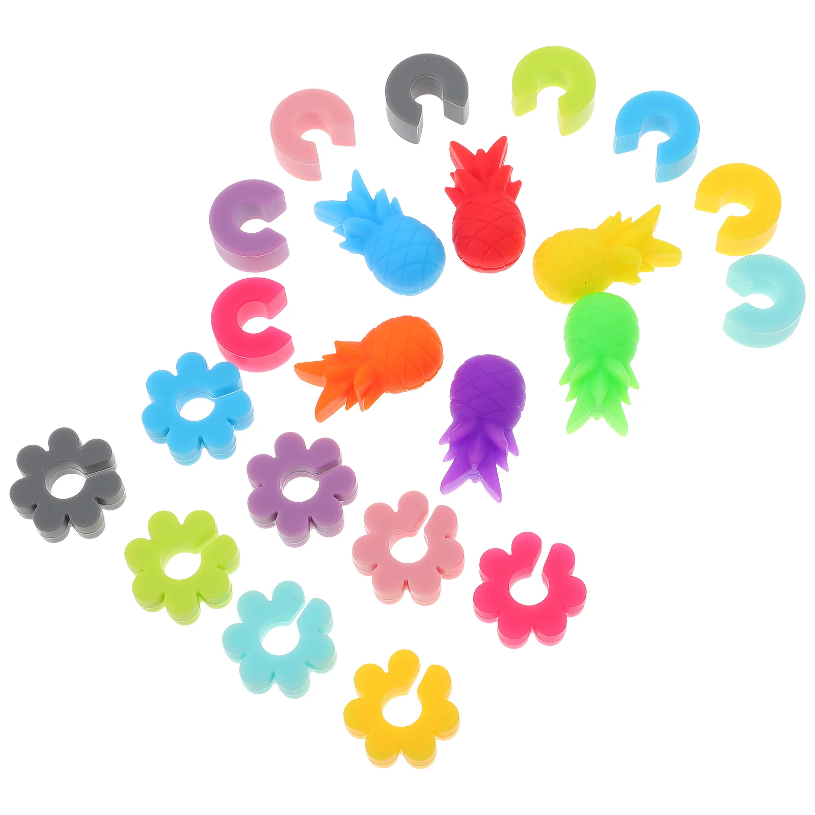 

22Pcs Silicone Perforation Design Cup Markers Cup Identifiers (Assorted Color)