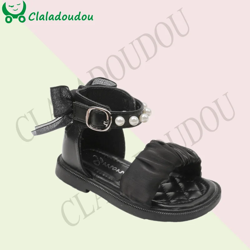 

Новинка 2023, детские модные сандалии для девочек, однотонные летние классические туфли принцессы с кружевом, бантом и жемчугом, ботильоны, сандалии для малышей