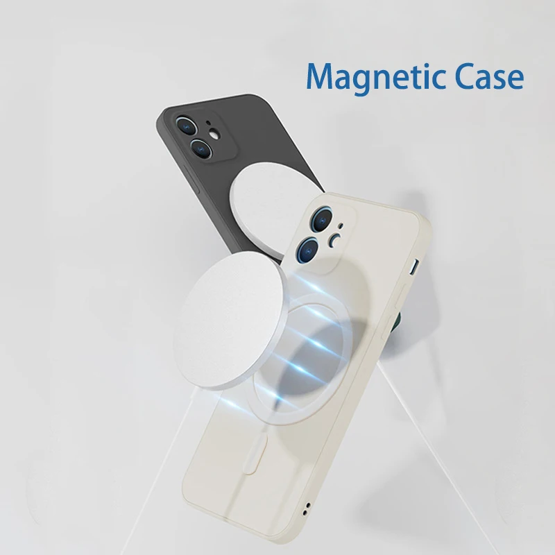 Cell Phone Case for Magsafe iPhone 11 12 13 14 Pro Max X XR Xs Silicone Magnet Cover Soft Shell Phones Protector Magnetic Cases