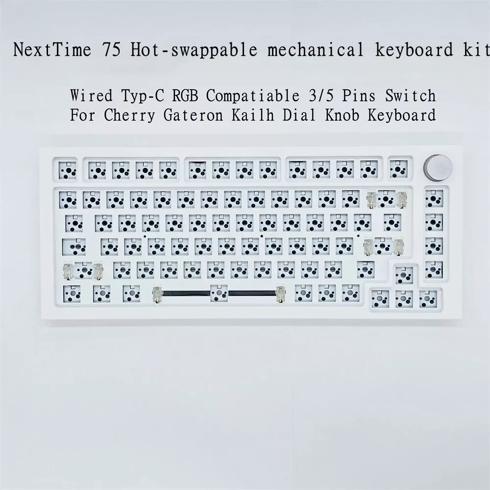 

Комплект механической клавиатуры NextTime 75 с горячей заменой, совместимый с проводным разъемом Type-C RGB, переключатель 3/5 Pin для Gateron Kailh, клавиату...