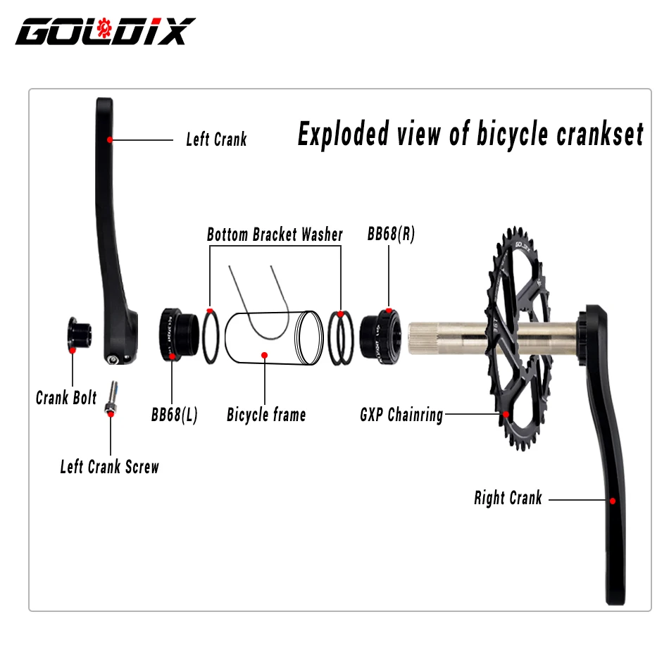 Велосипедный Шатун GOLDIX 170/175 Мм Кованый С Широкими Зубьями И Узкими 30/32/34/36/38T