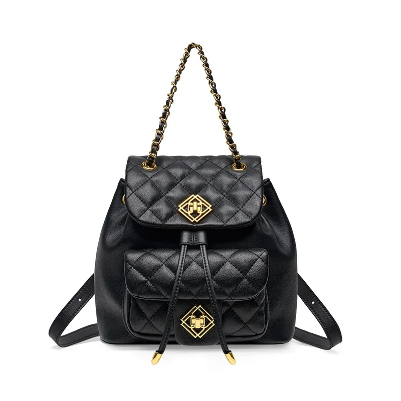 

Women's Backpack Genuine Leather Rhombic Handbags Designer Luxury Bags for Women Ladies High Quality Casual Versatile SchoolBag