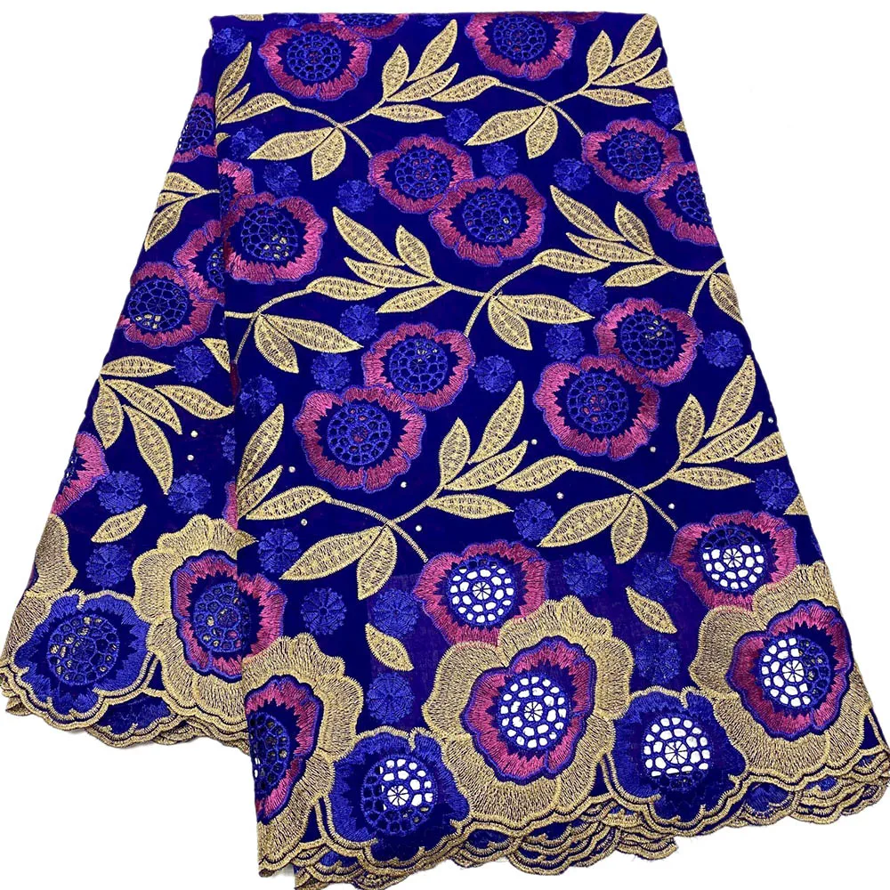 

Королевский синий 100% хлопок кружевная ткань швейцарская вуаль кружевная ткань 2022 высококачественные кружева мягкие нигерийские сухие хло...