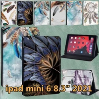 for funda ipad mini 6 a2567 a2568 a2569 case ultra thin apple ipad mini 6 2021 8 3 case leather feather pattern protective cover