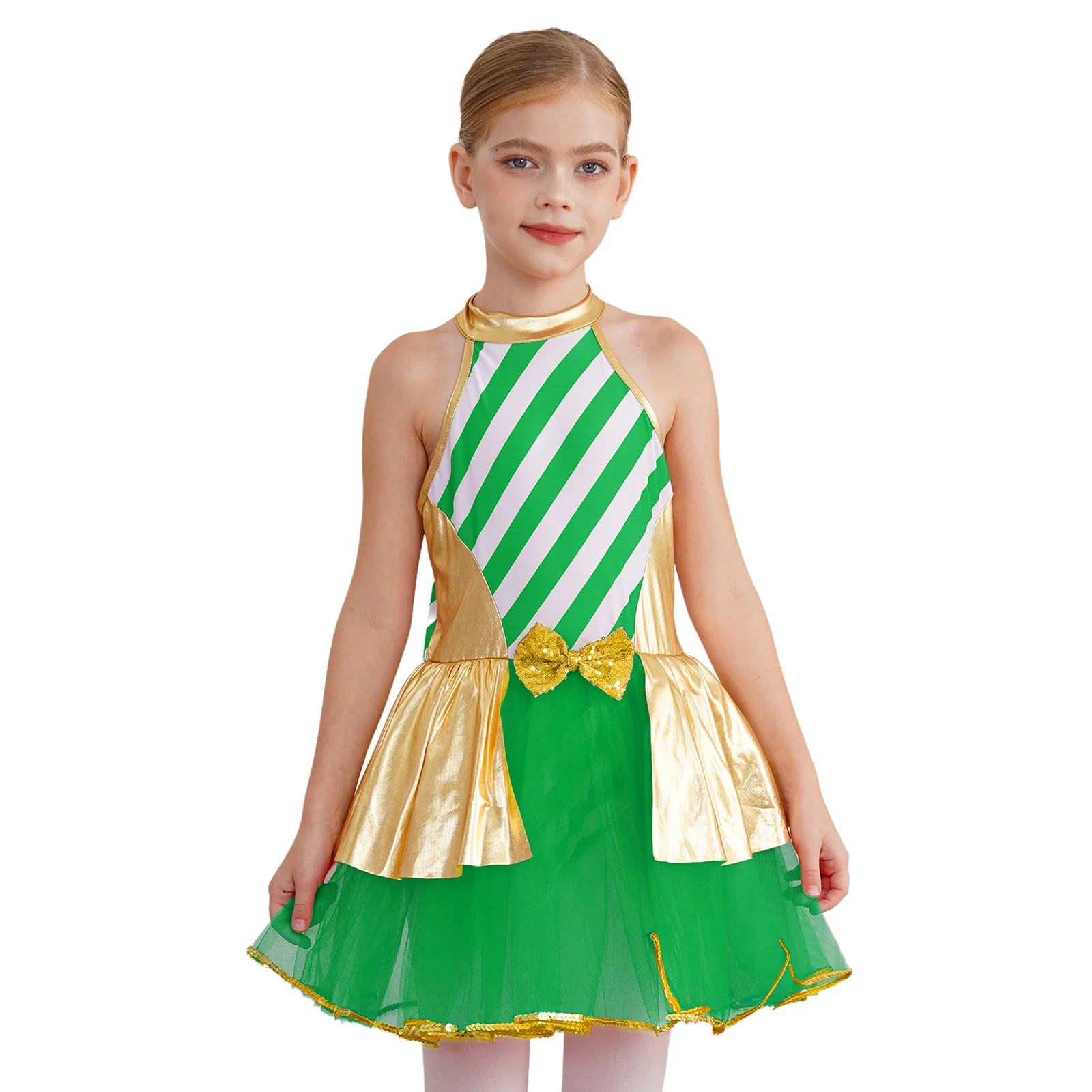 Детский рождественский костюм для выступлений девочек платье без рукавов с