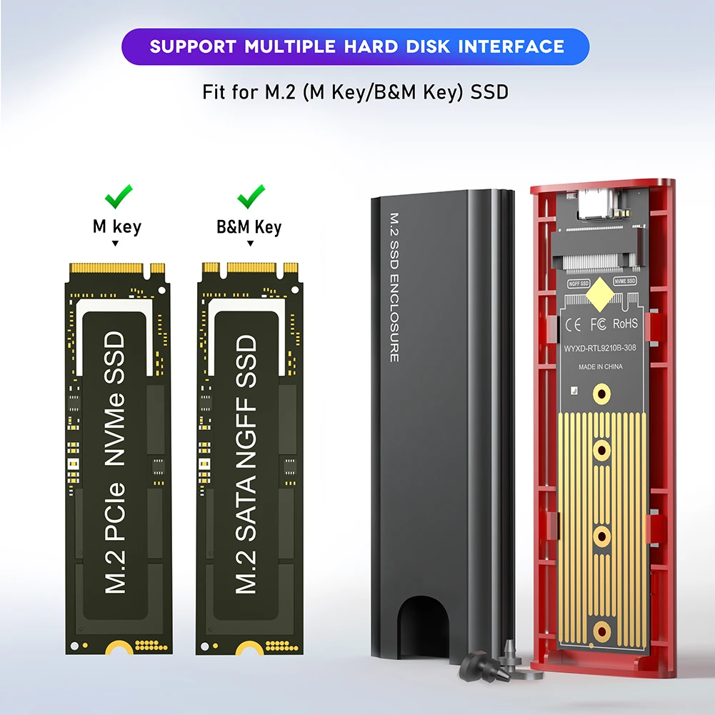 Корпус для жесткого диска M2 Nvme переходник M.2-USB Type C Pcie Ngff Sata M/b Key Ssd |