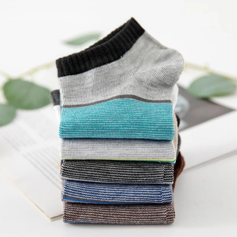 5 Pairs Summer Men Short Socks Patchwork Breathable Sports Low Cut Invisible Boat Socks Male Street Preppy Style Casual Socks