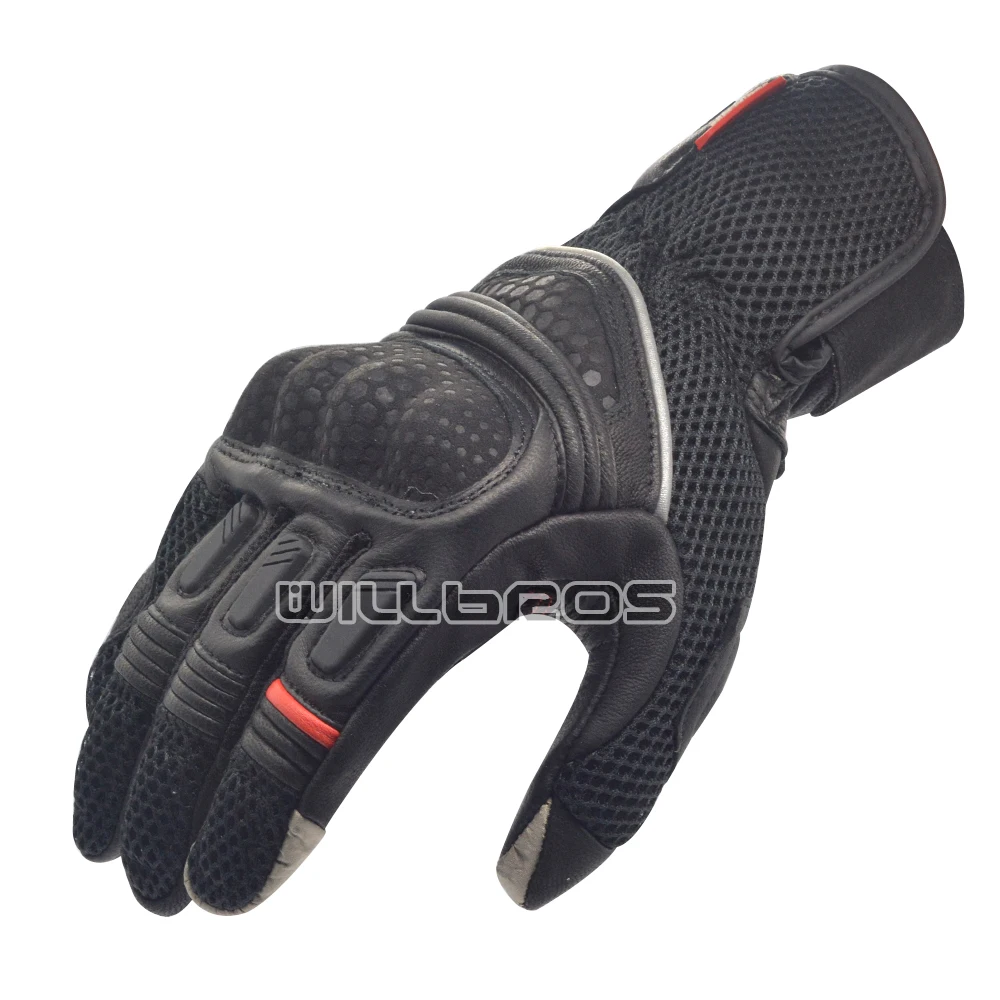 

Мужские кожаные перчатки, черные мотоциклетные перчатки для езды по бездорожью, езды на велосипеде, езды на мотоцикле, летние перчатки для сенсорных экранов