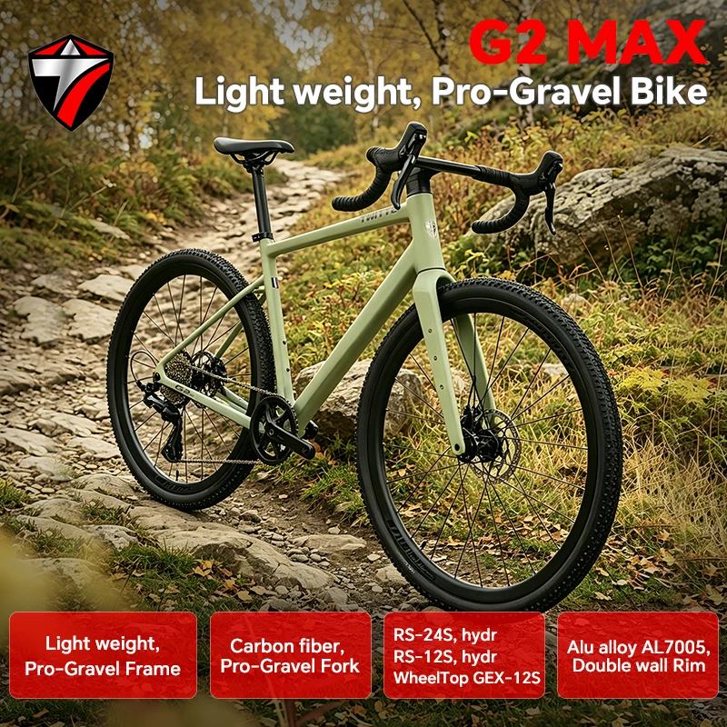 Фото Велосипед TWITTER G2MAX Gravel 700*50C с вседорожными шинами, внутренней проводкой тросов, карбоновой вилкой. Идеально подходит для мужчин и женщин, городской велосипед. №1