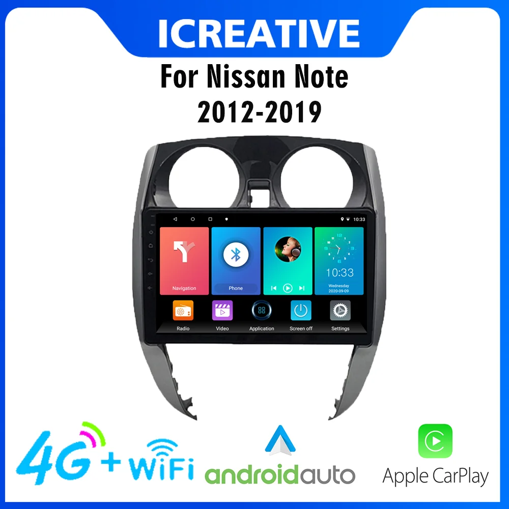 

CarPlay Автомагнитола Магнитола для Nissan Note 2012-2019, автомобильное радио 10,1 дюйма, мультимедийный видеоплеер, навигация, Android, 2Din, без DVD, головное у...