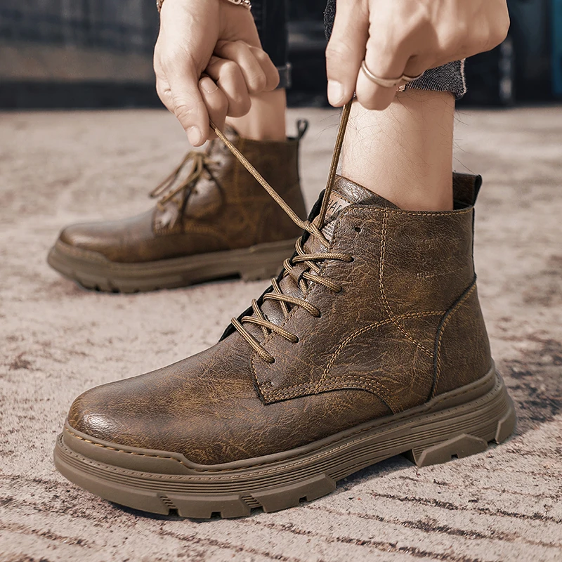 GR-22090 MARTIN BOOTS WALKING SHOES MEN'S HUNTING BOOTS TACTICAL SHOES DESERT COMBAT ANKLE LEATHER MOUNTAINEERING SHOES