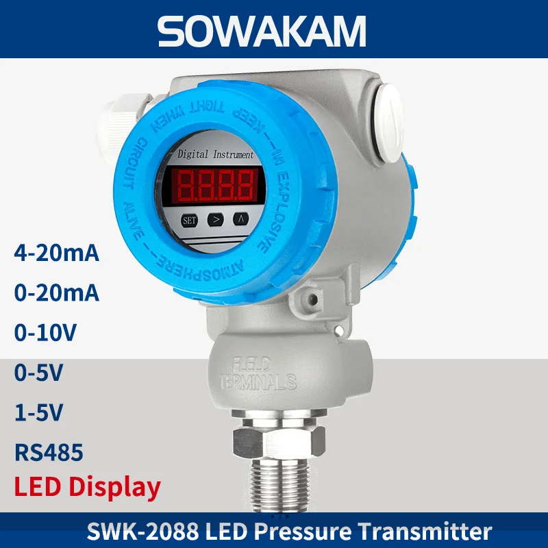 SWK-2088 LED Display Digital G1/4 Pressure Transmitter Water Oil Pressure Sensor 4-20mA Diesel Fuel Pressure Trasducer