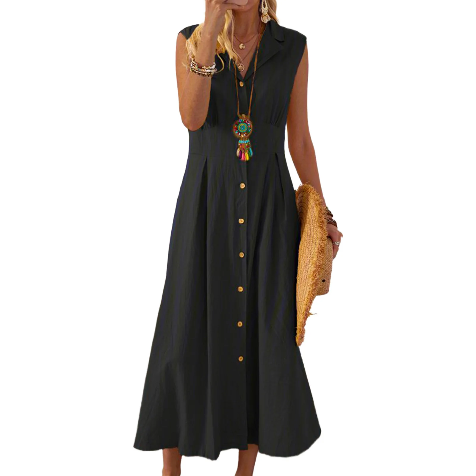 Женская одежда лето 2024 трендовое длинное платье повседневные летние платья